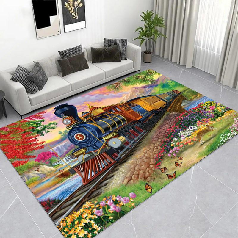 Wild Horses Ocean Wave Area Rug, Dramatic Sunset Living Room Carpet, Non-Slip Soft Floor Mat for Nature Lover