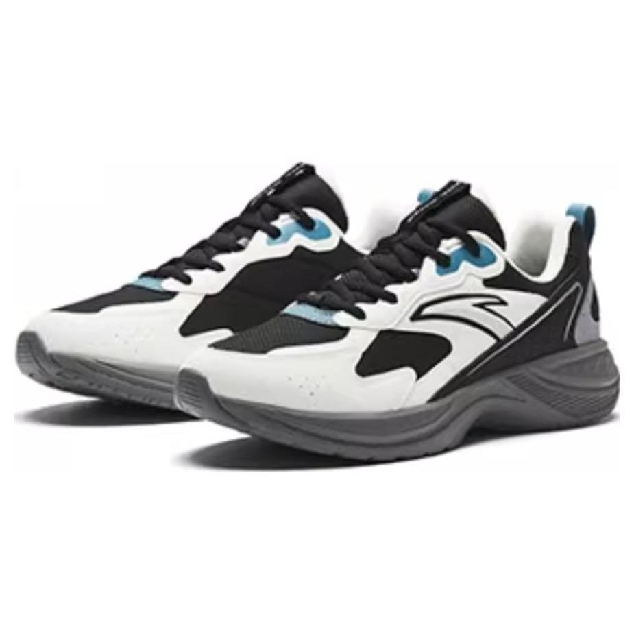 Anta Breathable Shock Absorbing Height Increasing Wear Resistant Non Slip Low Top Retro Running Shoes Men Sneaker Black White Blue 912345595-2
