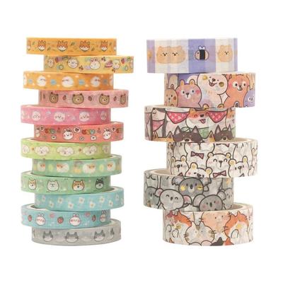 18 Rolls Animal Pattern Golden Foil Masking Tape Set, Decorative Adhesive Tape for Scrapbooking, Journaling, DIY Crafts