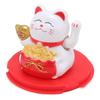 Feng Shui   Cat Solar Powered Waving Maneki Neko Decoration   Cat Statue for Home Shop Car Interior