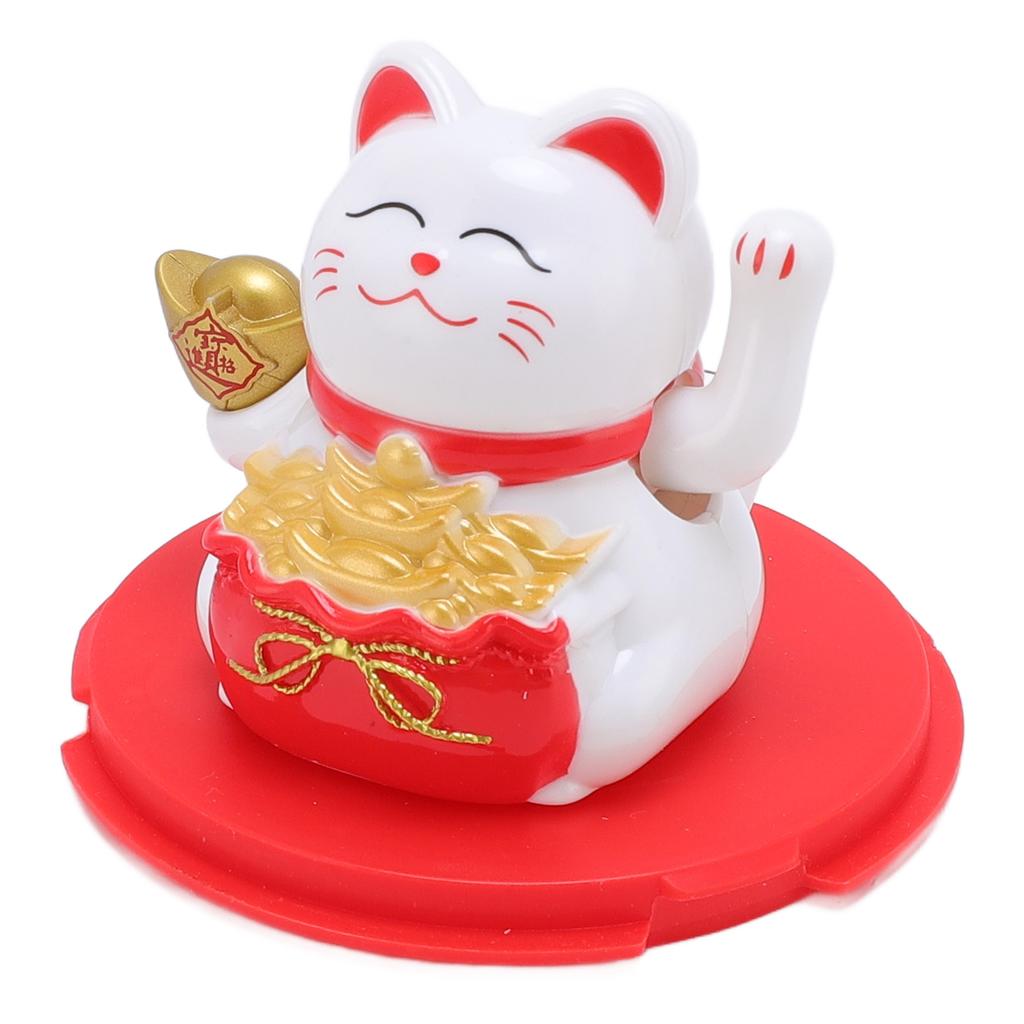 Feng Shui   Cat Solar Powered Waving Maneki Neko Decoration   Cat Statue for Home Shop Car Interior