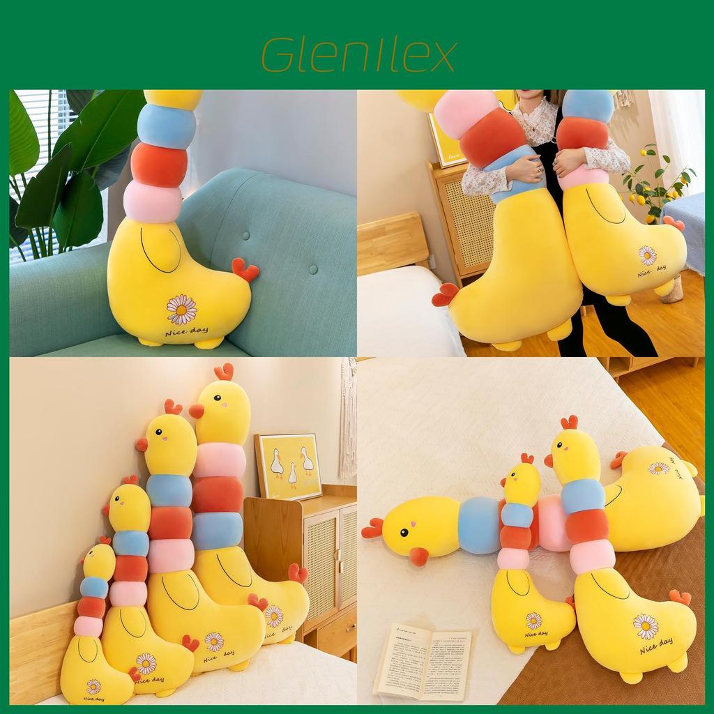 Adorable Yellow Chicken Plush Toy Rainbow Design Perfect Cuddly Pillow Gift