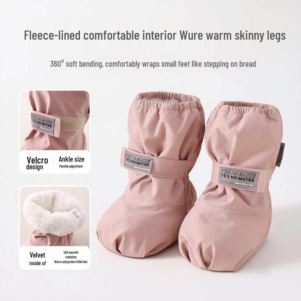 Infant Waterproof High-Top Velvet Cotton Shoes: Non-Slip Pre-Walkers & Baby Socks