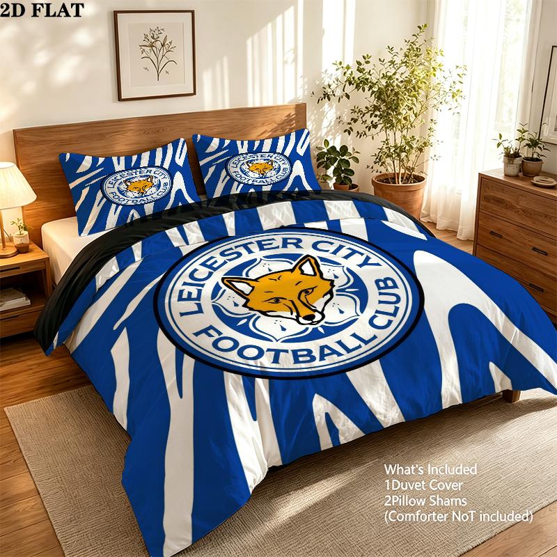 Leicester City Pattern Bedding Quilt Set Home Decoration Gift (1 * duvet cover + 2 * pillowcase without core)