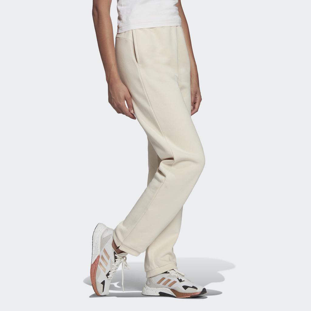 adidas Logo Drawstring Sport Fleece-Lined Pants Women Bottoms Off-White HI1203