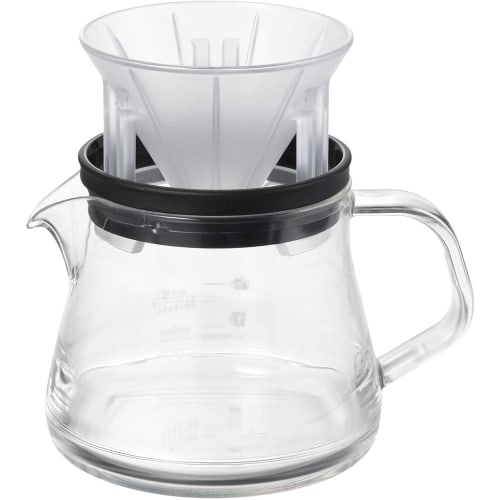 Akebono Sangyo Strong 400 Coffee Server, Compact Dripper Set, Black, 3-Cup Capacity, Made in Japan, Made of Lightweight and Shatter-Resistant Tritan R