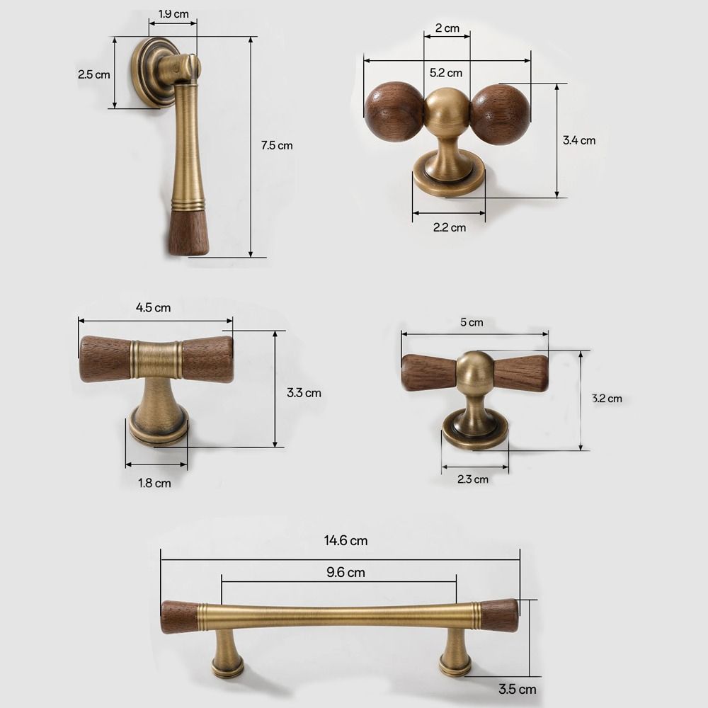 Walnut Drawer Pulls Brass Round Knobs Decorative Cupboard Handles Furniture Hardware