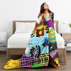 Geometry Dash Gaming Game Flannel Blanket Winter  Warm Throw Blanket for Child Couch Bed Comfortable Bedspread Sofa Bed Cover