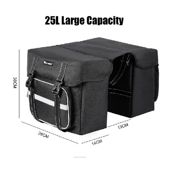 WEST BIKING Bicycle Rear Seat Bag 25L Large Capacity Outdoor Luggage Carrier Bags Cycling MTB Road Bike Trunk Double Pannier Bag