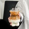 Cartoon Bärenförmige Kaffeetasse Ins Niedliche Bär Tasse Glasbecher mit Strohhalm Milch Gewindetasse für Frauen Kinder Haushalt Geburtstagsgeschenke