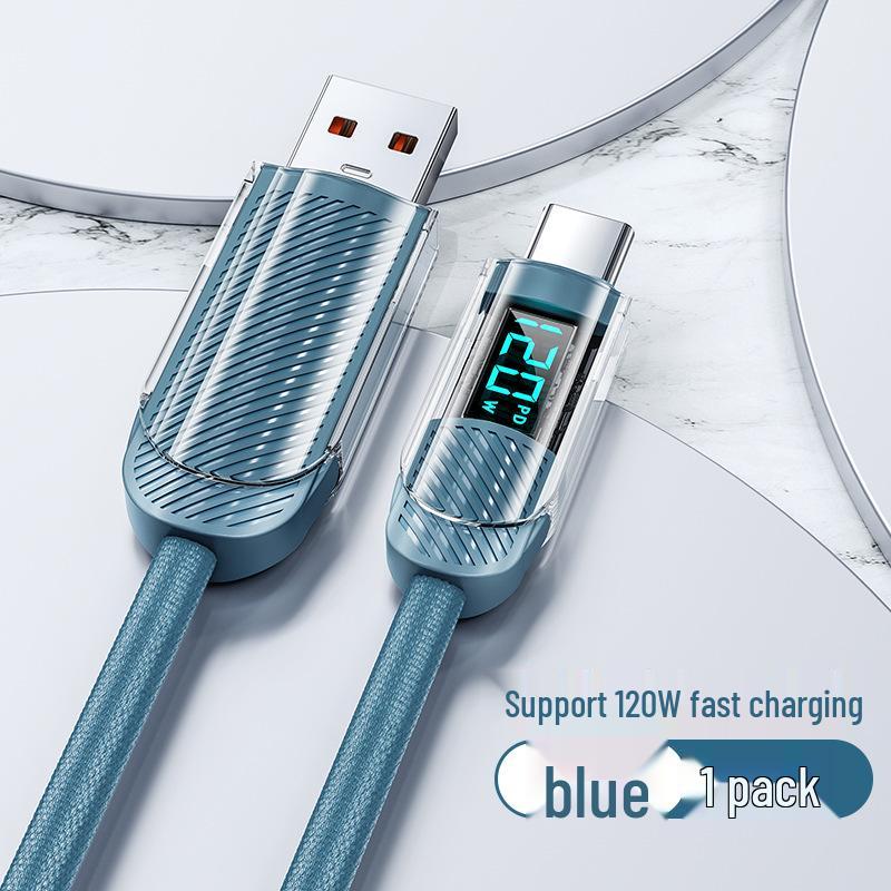

120W Type-C Data Cable with Smart Display for Fast Charging - Compatible with Huawei & Apple 15 1m - Smart Power Display