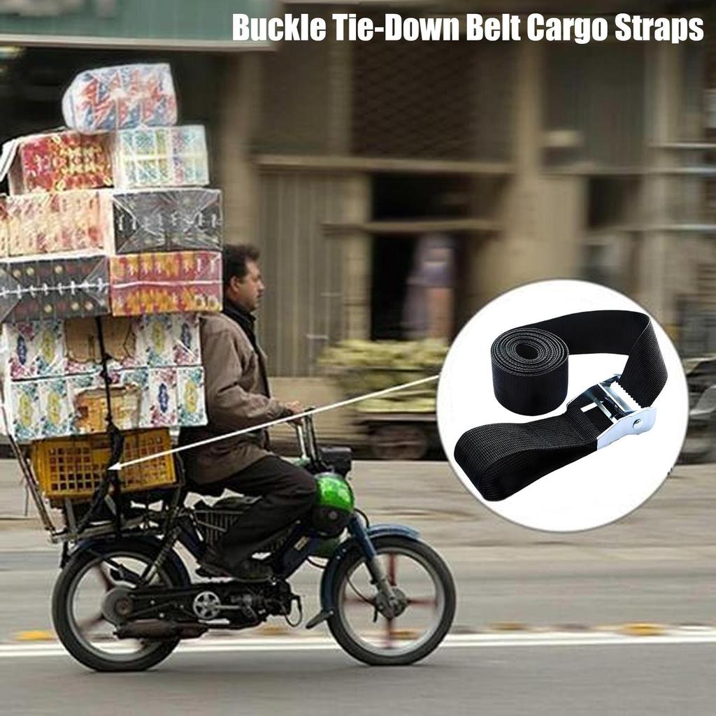1m Black Tie Down Strap Strong Ratchet Belt Luggage Bag Cargo Lashing With Metal Buckle Outdoor Tools