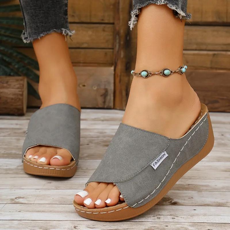 2025 Hot Sale Female Shoes Plus Size Open Toe Women's Slippers Casual Platform Wedges Sandals Outdoor Daily Comfortable