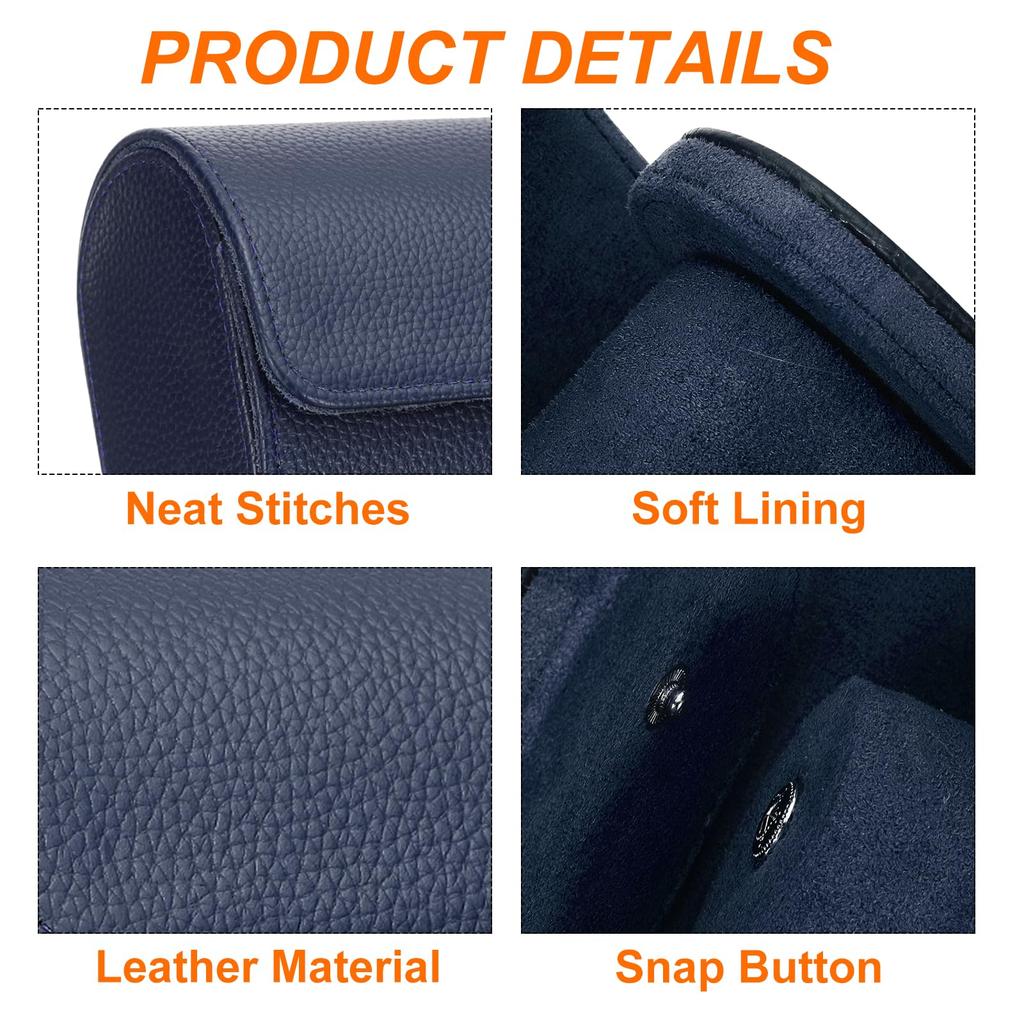 Uxcell Portable Leather Watch Case for Men and Women, Single Slot, Travel Watch Roll Travel Case, with Removable Pillow, for Travel, Display,