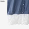 ZANZEA Women Summer Casual Lace Splice Loose Sleeveless Vest Tops