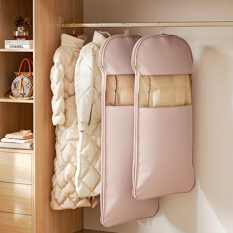 High-Quality Space-Saving Self-Compressing Hanging Storage Bag - Side Opening Design, Durable Fabric Garment Organizer with Up To 40% Compression Rate