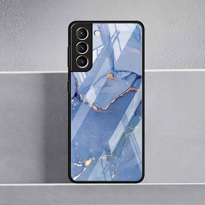 Luxus-Cool-Glashülle mit Marmormuster für Samsung Galaxy S22 S20 FE S21 Plus Telefonabdeckung S10 5G S9 Note 20 Ultra 10 Lite Shell