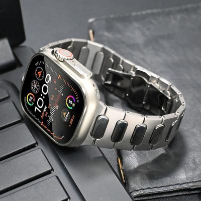 Titanarmband för Apple Watch Ultra 49mm 46 44mm 45mm ultra 2 band affärsarmband för iWatch Series 10 9 8 7 se 6 5 4 correa