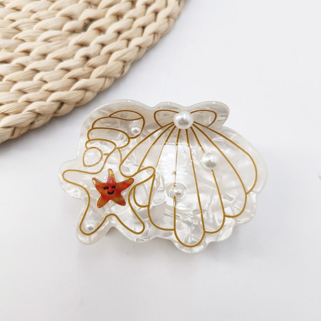 Ocean Series Pearl Shell Hairpin Grab Clip Personalized Creative Shark Clip Back Head Disc Hair Grab Hair Accessories