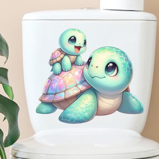 Toilettenaufkleber, Niedliches Schildkrötendesign Toilettendeckel-Aufkleber, Wasserdichte Abziehbilder Ohne Kleberückstände, Einfach anzubringender Aufkleber für das Badezimmer