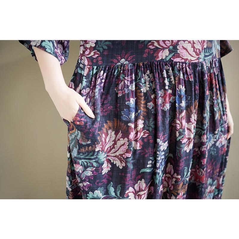 DIMANAF New 2026 Summer Beach Women Plus Size Lady Long Dress Loose Oversize Maxi Floral Print Cotton Vintage