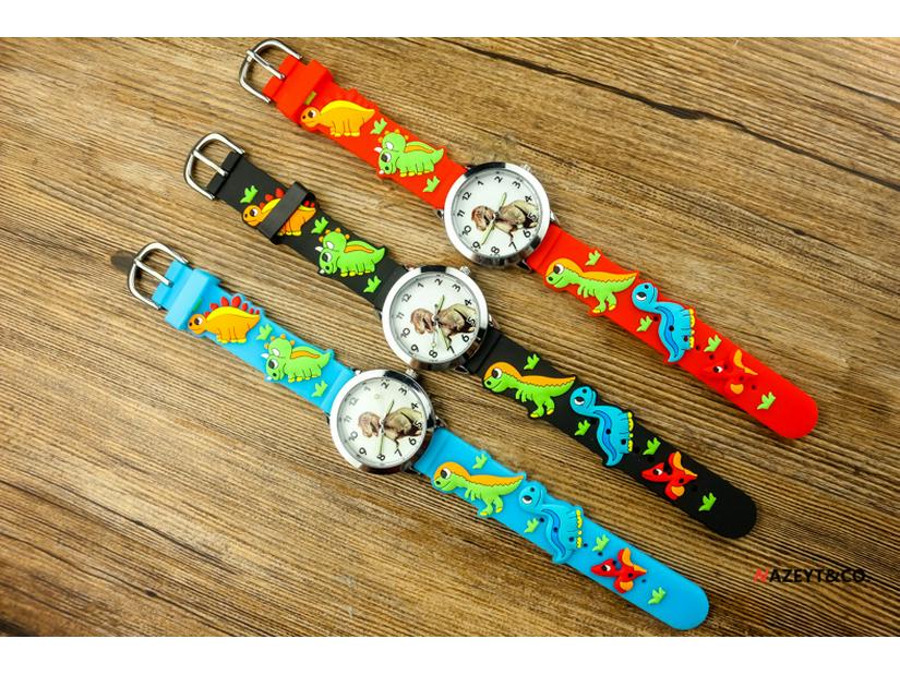 Cute 3D Dinosaur Waterproof Kids' Quartz Watch – Korean Style T-Rex Wristwatch for Kindergarten Boys