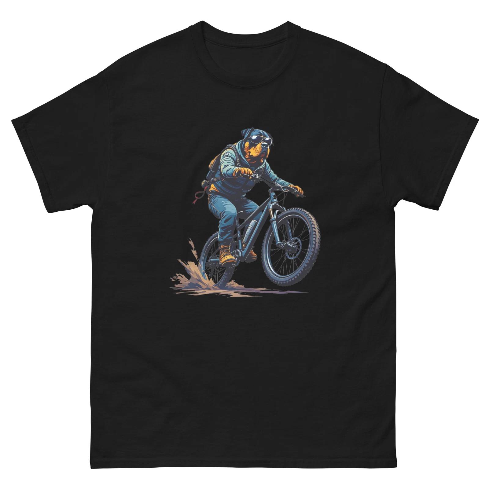 Biking Rottweiler Dog Bike Cycling T-Shirt M