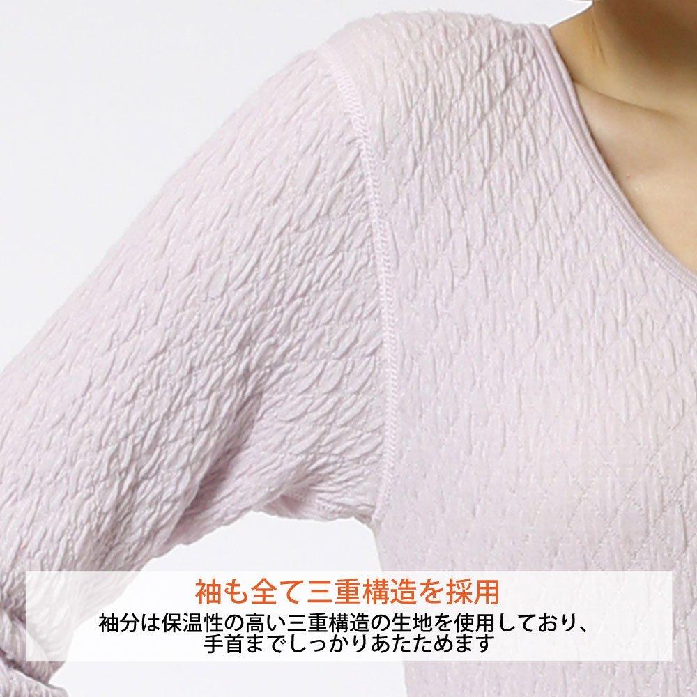 Hidamari Premium Wave Long Sleeve Warm Size LL Women's Innerwear, Underwear, Triple-Layered, (XL), Off-White [PW803-OWH]