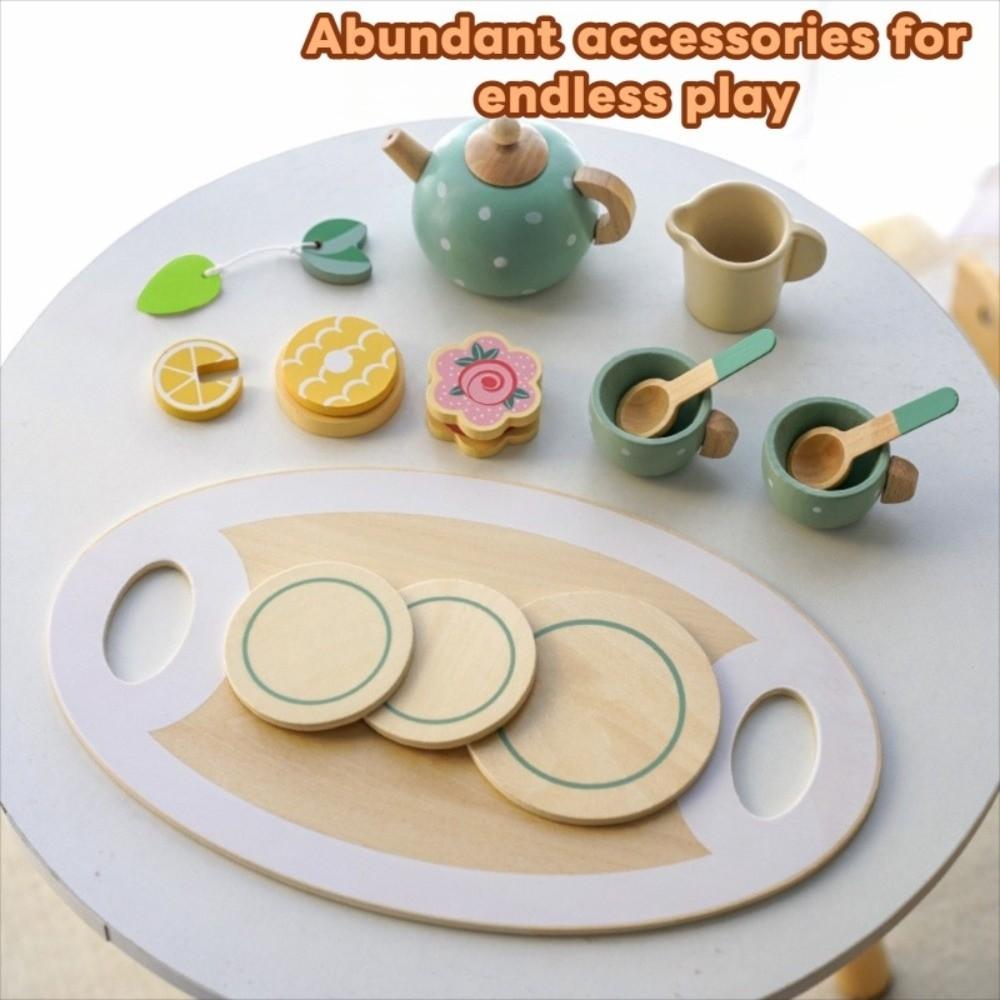 Food Learning Wooden Afternoon Tea Toy Role Play Game Pretend Play Kitchen Toys Set  for Friend