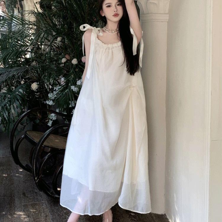 Women's French-Style Lace-Up Camisole Dress - Summer Beach Fairy Dress