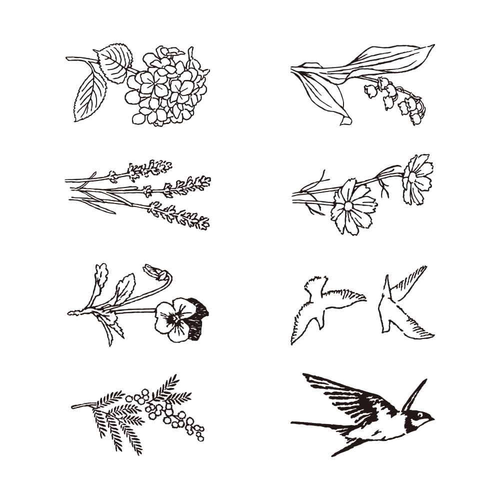 Midori Rotating Stamp Dial Flower and Bird Pattern 35582006