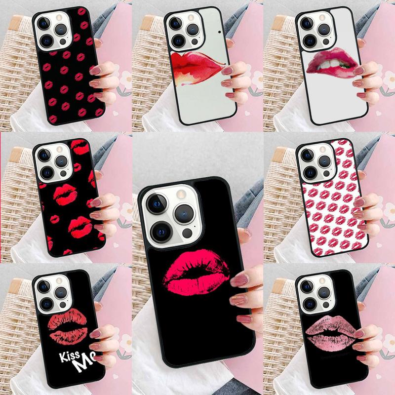 Kiss Me Red Lip Fundas Phone Case For iPhone 17 Air 15 16e 14 13 Pro Max Coque 12 11 Pro Max PLUS cover
