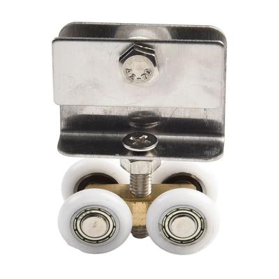 Nylon And Copper Shower Room Hanging Pulley Roller With Four Wheels Designed For Smooth For Bathroom Sliding Doors