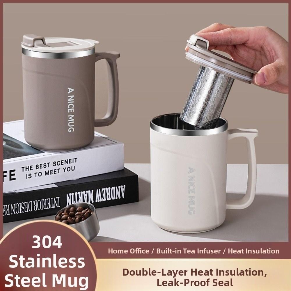 Stainless Steel Insulated Coffee Cup 500ml Thermos Cup Durable Milk Coffee Mug  Student