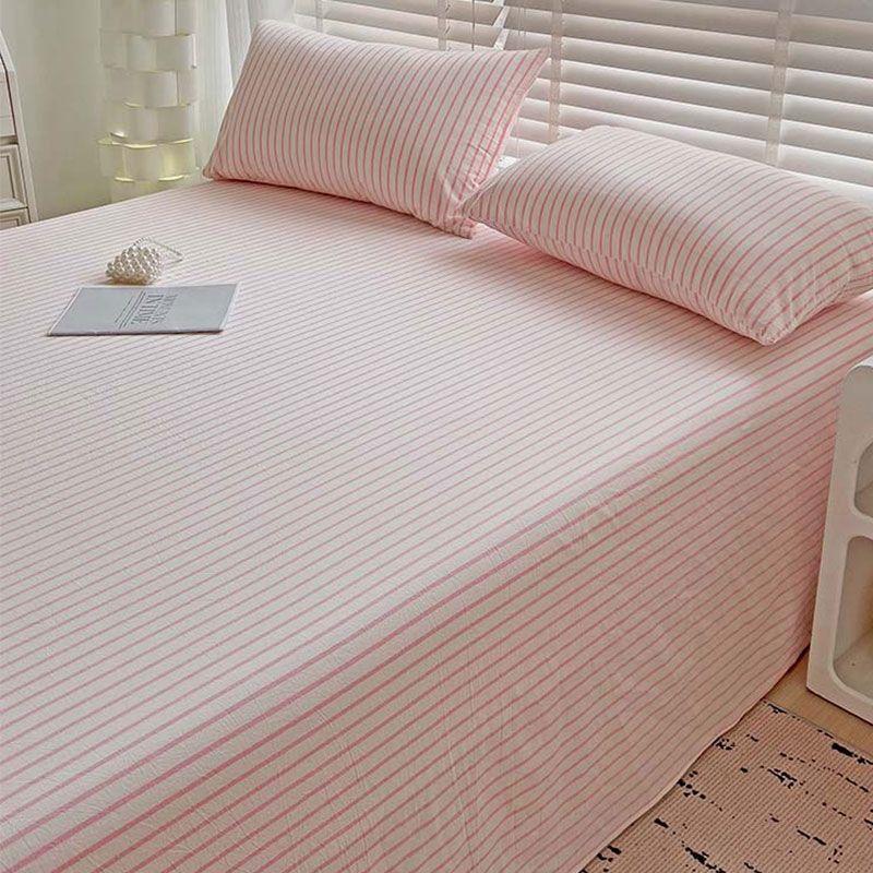 Ins Striped & Plaid Bed Sheet, Minimalist Bedding for Single Double Student Dorm and Home Use