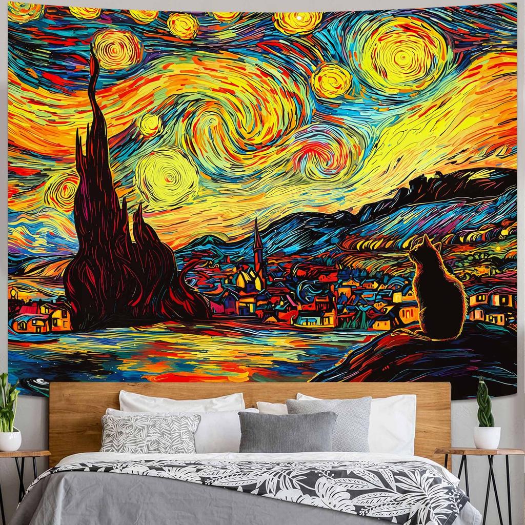 Rainbow Sea Turtle Tapestry, Colorful Underwater Print with Jellyfish & Coral, Wall Hanging for Bedroom Living Room Beach Decor