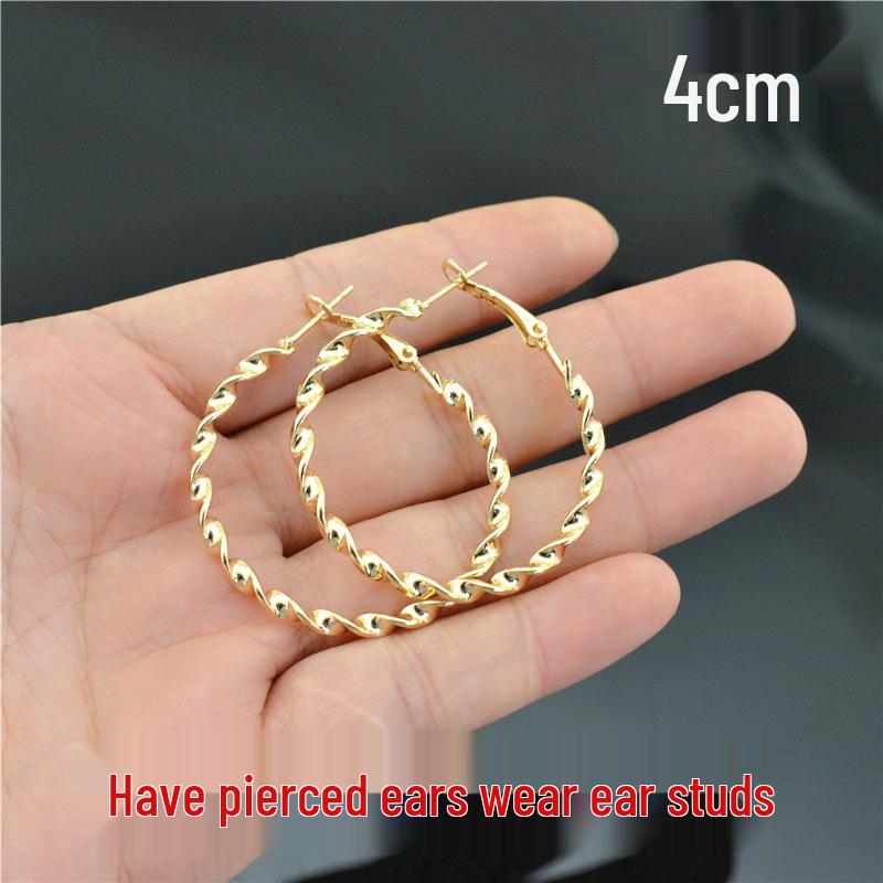 Women’s Shiny Twisted Circle Ear Clips - Gold & Silver, No Piercing Needed