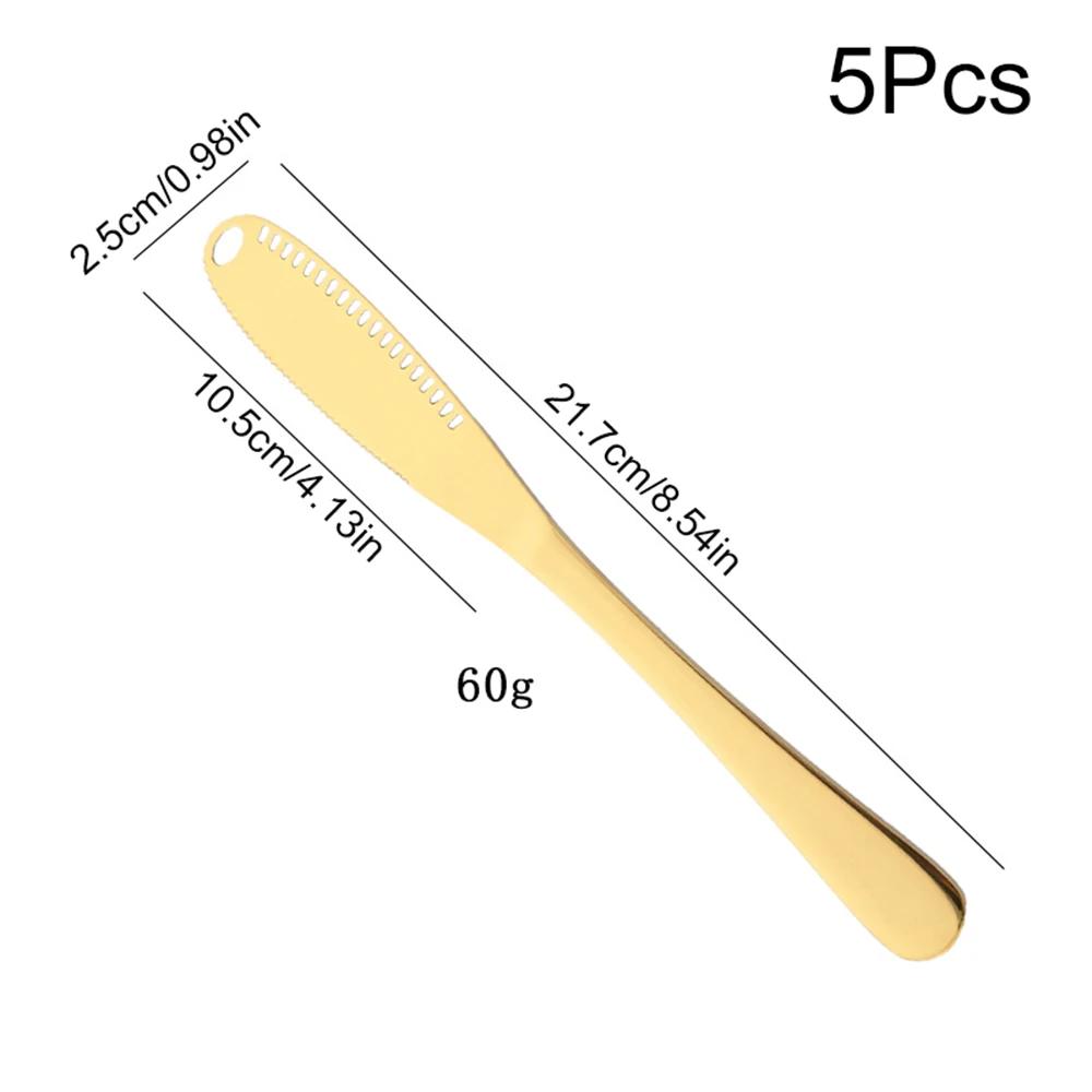 5 ks Nůž na máslo s otvory Nůž na sýr Dezertní nůž Nerezový nůž na džem Příbor Otírač krému na toust Nůž na chléb Sýrový kráječ Kuchyňské náčiní