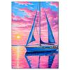 Cactus Sailboat Sunset 5D DIY Diamond Painting Kit Landscape Full Diamond Mosaic Cross Stitch Kit Room Decoration Gift
