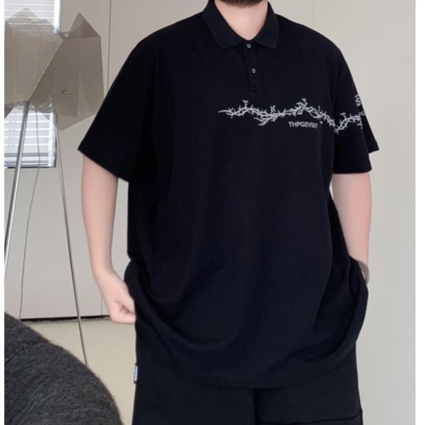 Embroidered Fashionable Breathable Moisture Transferring Men's Loose Polo Shirt - Wrinkle Resistant Casual Sports Short Sleeve Collared Shirt