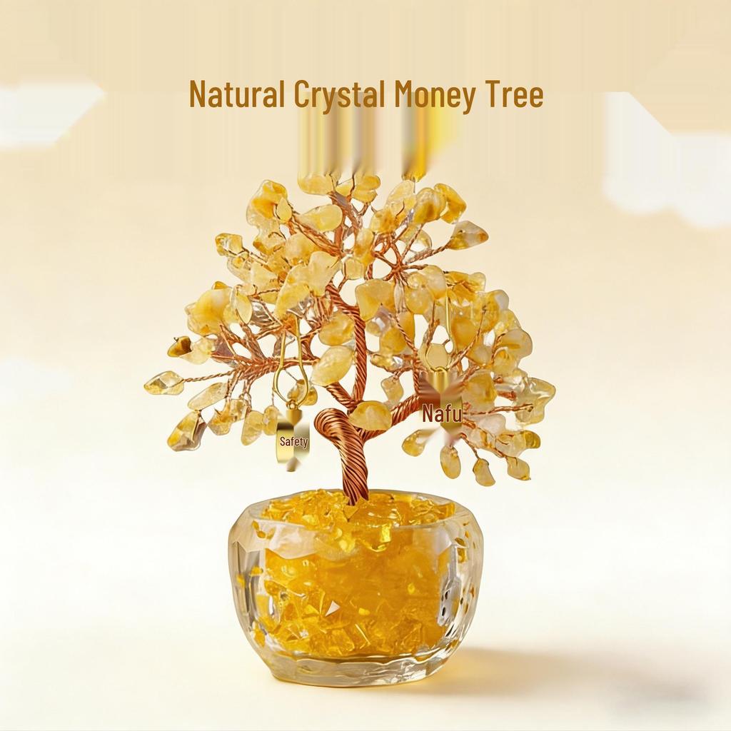 Natural Crystal Wealth Tree Ornament for Entrance or Desktop