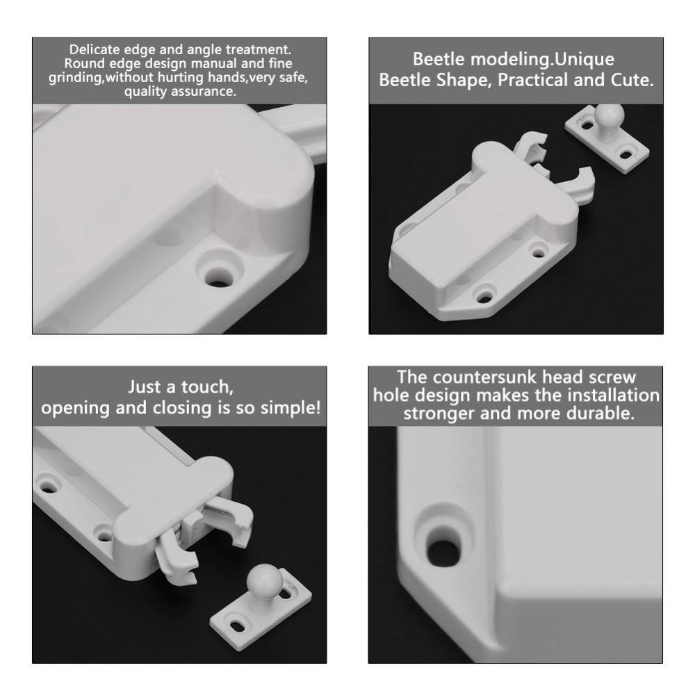 10pcs Durable White Cabinet Door Rebounder Beetle Shape Touch Release Cupboard Touch Release Latches Cupboard Latch Home