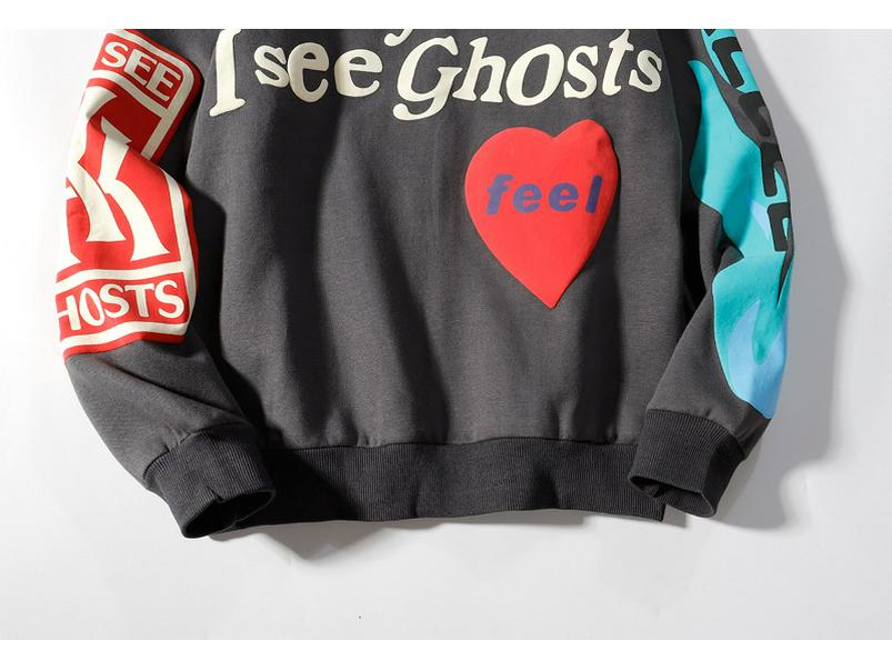 Unisex Kanye West Foam Heart Letter Graffiti Sweatshirt for Couples