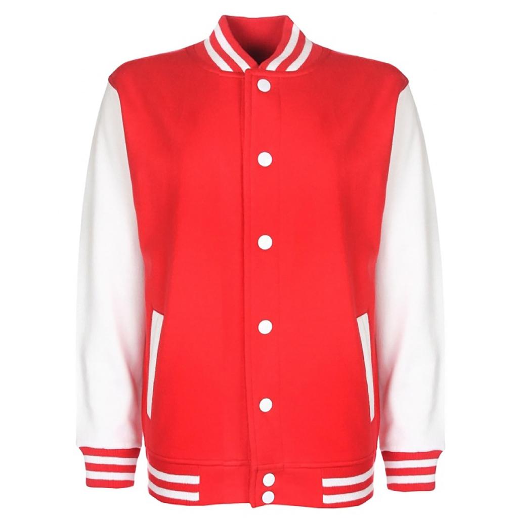 FDM Junior/Childrens Unisex Varsity Jacket (Contrast Sleeves)
