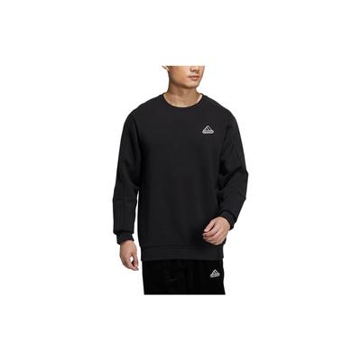Embossed Logo Crew Neck Pullover Fleece-Lined Sweatshirt Men Sweatshirt Black HG1851