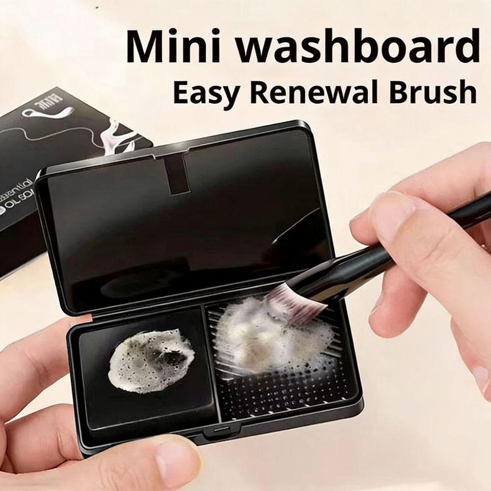 Mini Makeup Brush Washboard Square Puff Cleaner Make Up Tool Brush Cleaning Mat  Cosmetic Storage