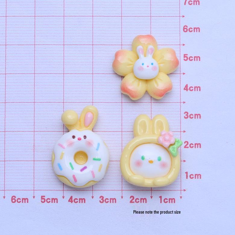 Colorful Bunny & Flower Resin Charms for DIY Crocs Bunny Head жёлтый