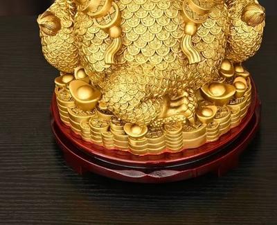 Feng Shui Lucky Copper Gold Toad Ornament Home Office Opening Three-legged Toad Decor