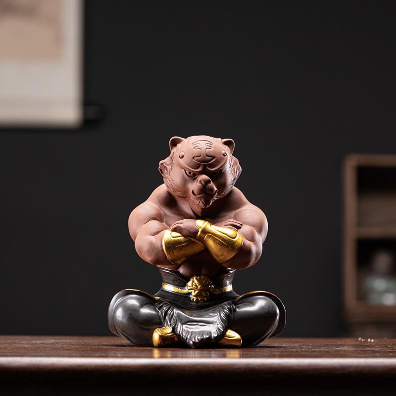 

Year of the Tiger Zodiac Figurine: Ceramic Craft for Office, Study, Wine Cabinet Decoration, or Gift.