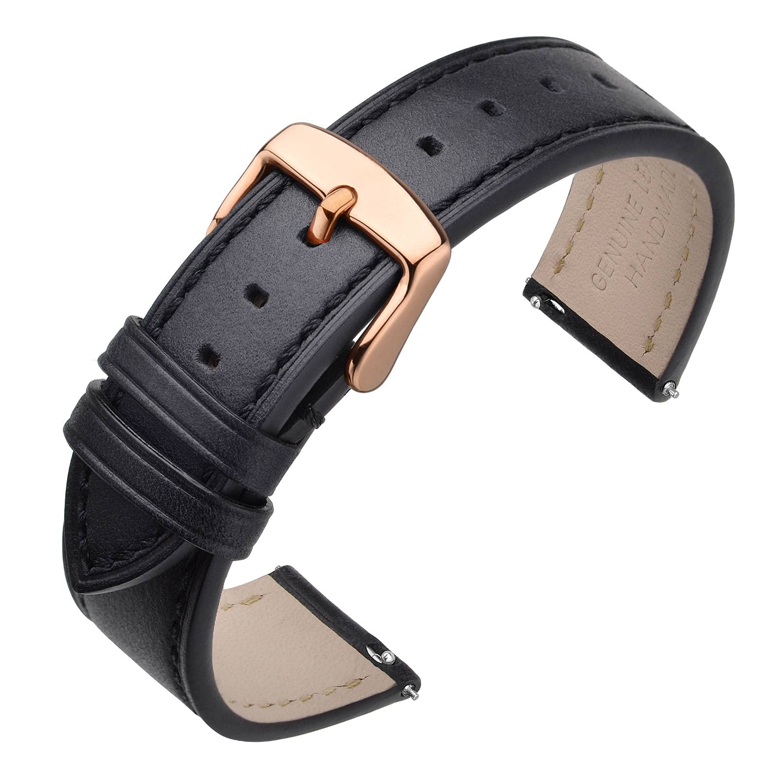 

ANNEFIT Oiled Leather Quick-Release Replacement Watch Band 0.67/0.7/0.75/0.79/0.83/0.87 inches (17/18/19/20/21/22 mm), Leather Stainless Steel 22mm
